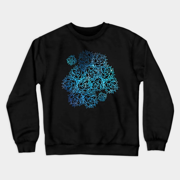 Blue Roses of Galaxy Crewneck Sweatshirt by Scailaret